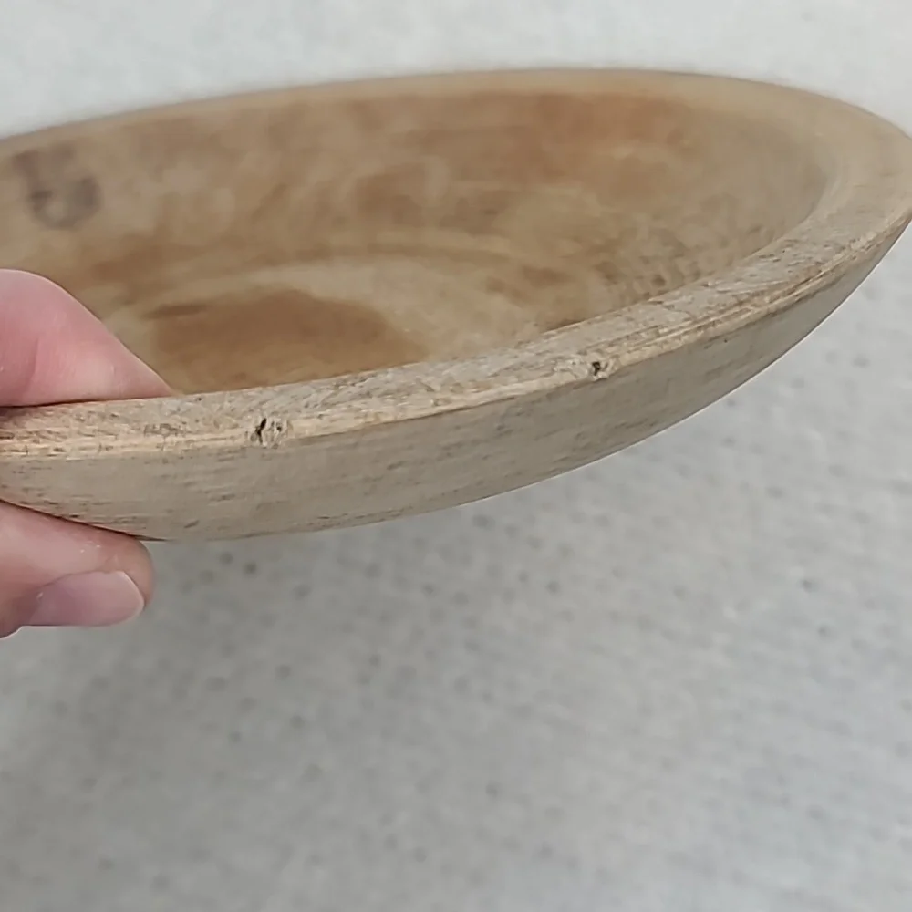 Vintage Farmhouse Mid Century Modern Wooden Small Hand Carved Dough/Salad Bowl